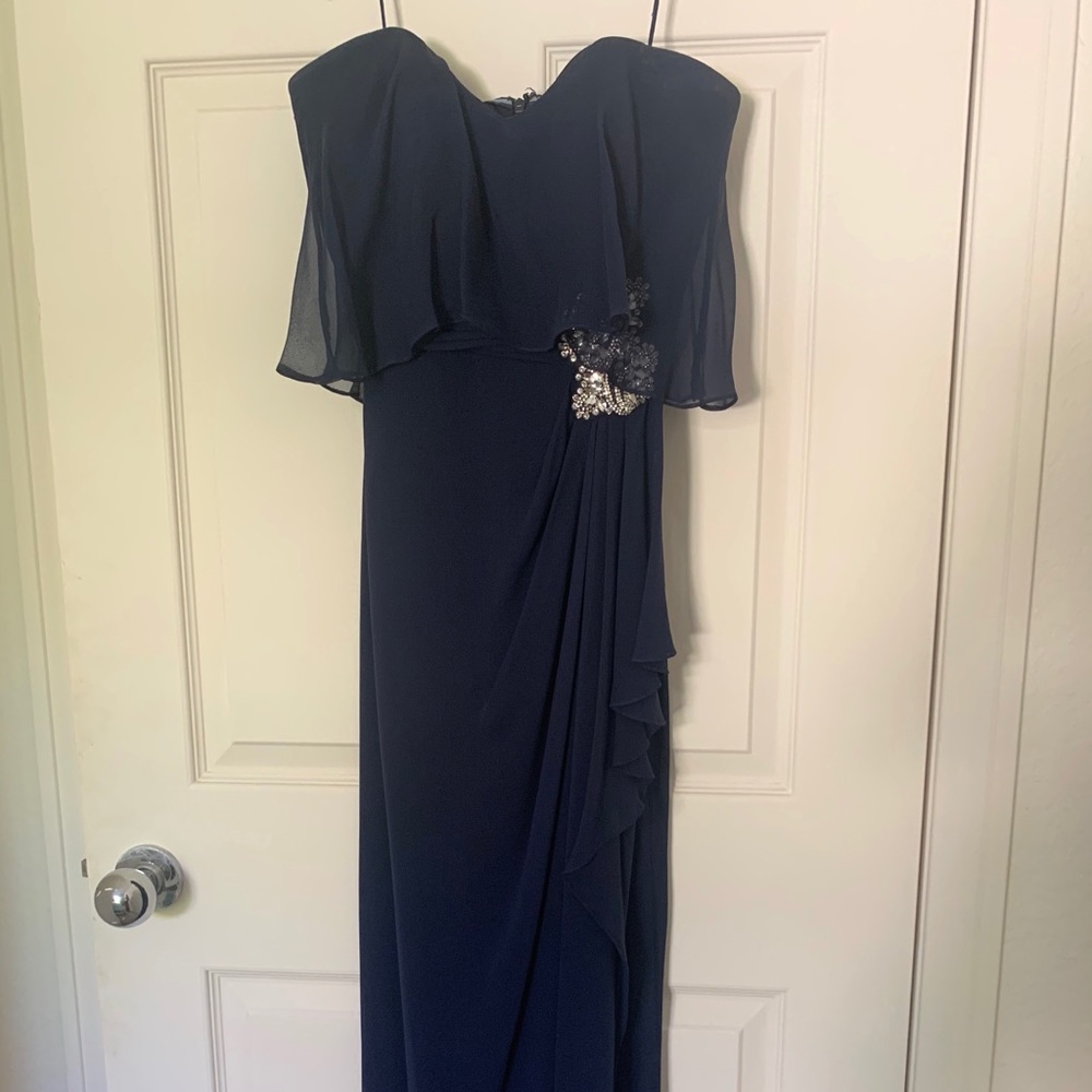 Badgley Mischka Midnight Blue Gown w/ Crystals